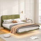 Floating PU Leather Platform Bed