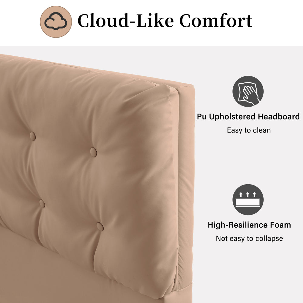PU Leather Floating Platform Bed