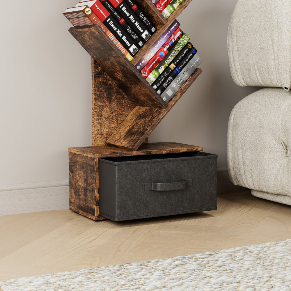 9 Tier Tree Bookshelf with Drawer Bookcase