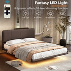 Floating PU Leather Platform Bed