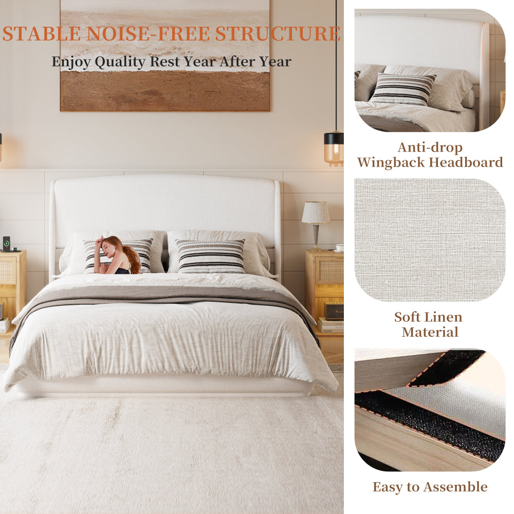Linen Upholstered Platform Bed