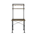 Rustic Oak and Black 2-Shelf Writing Desk