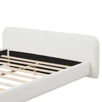 White Boucle Upholstered Low Profile Platform Bed