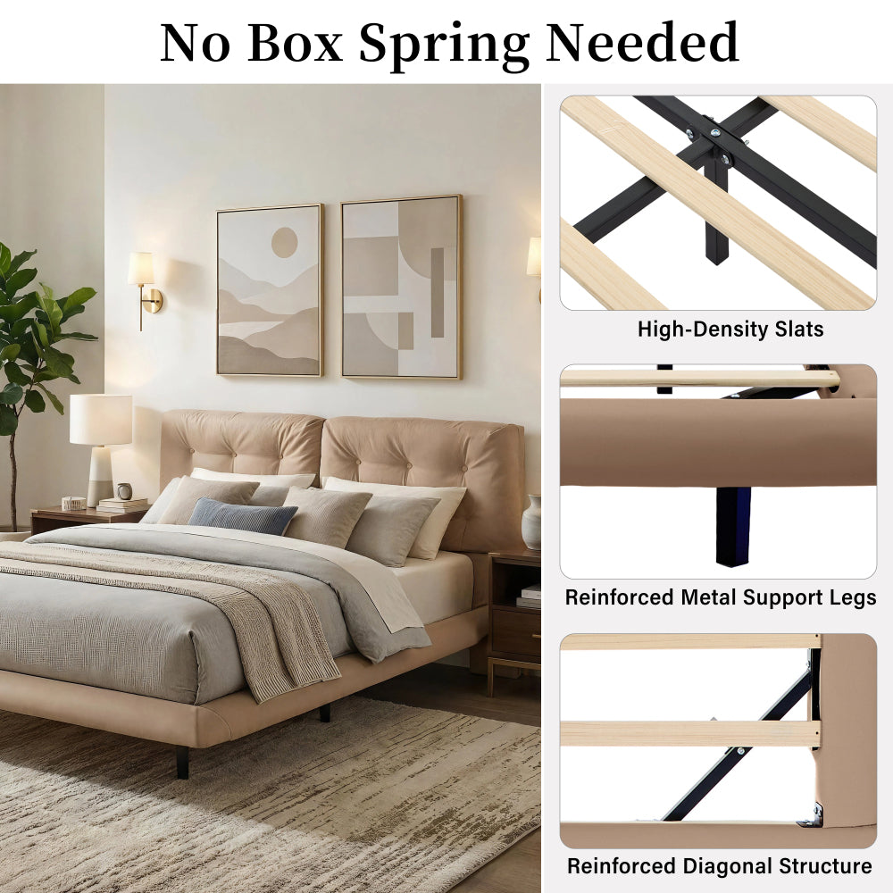 PU Leather Floating Platform Bed