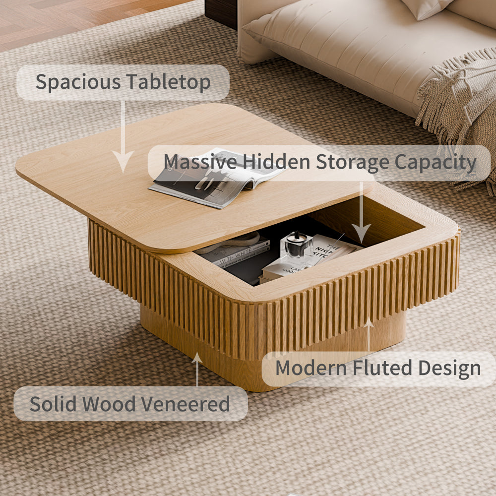 31.5'' Square Coffee Table with Storage Solid