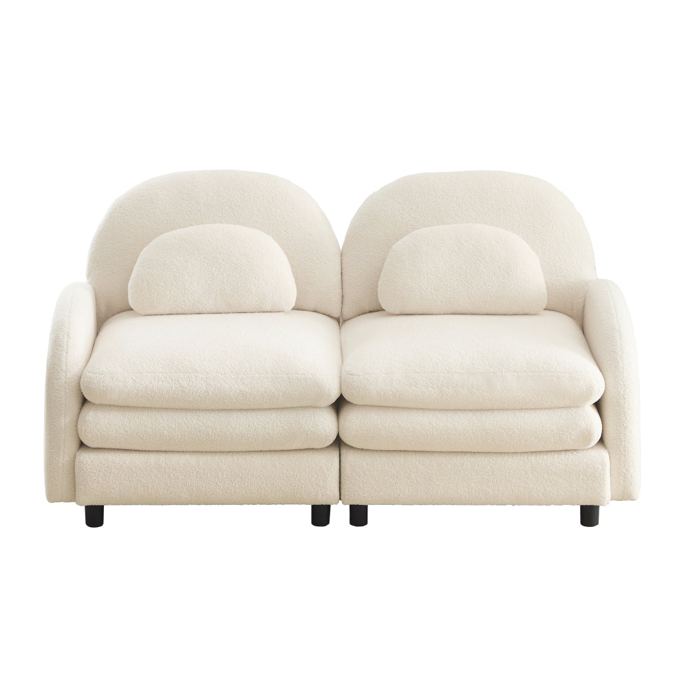 2-Seat Modular Teddy Fabric Cloud Sofa