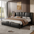 PU Leather Wingback Platform Bed