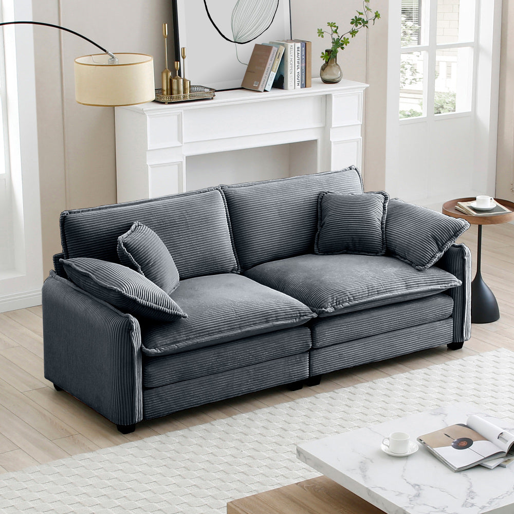 Large Deep-Seat 2-Seat Corduroy Sofa