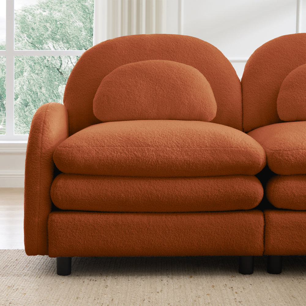 2-Seat Modular Teddy Fabric Cloud Sofa
