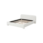 White Boucle Upholstered Low Profile Platform Bed