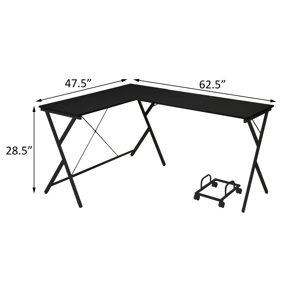 62.5" L-Shaped Computer Desk with CPU Holder