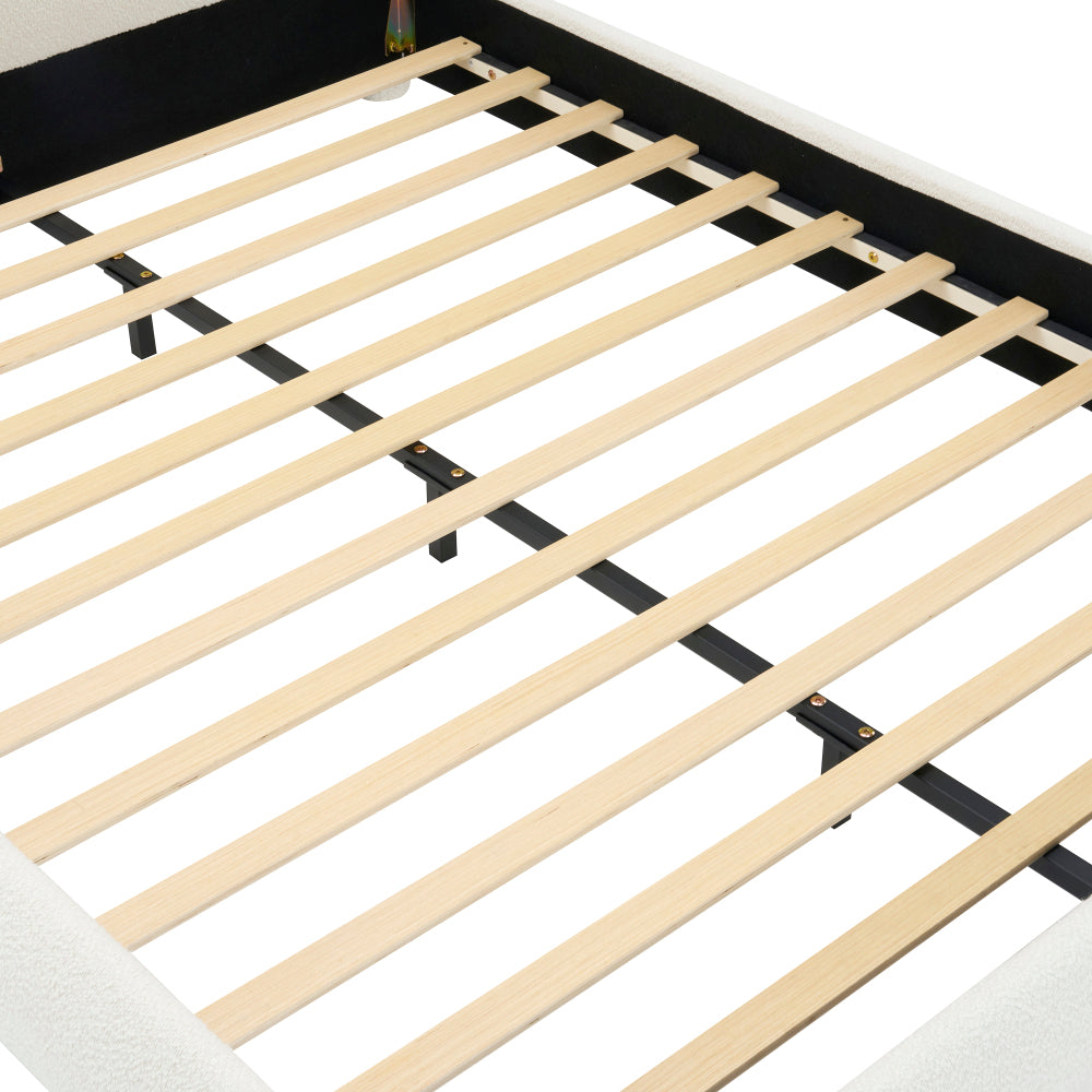 Boucle Upholstered Platform Bed