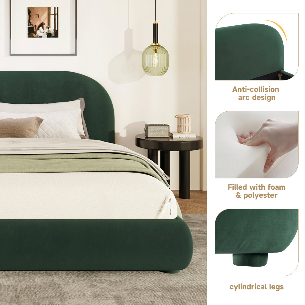 Boucle Upholstered Platform Bed