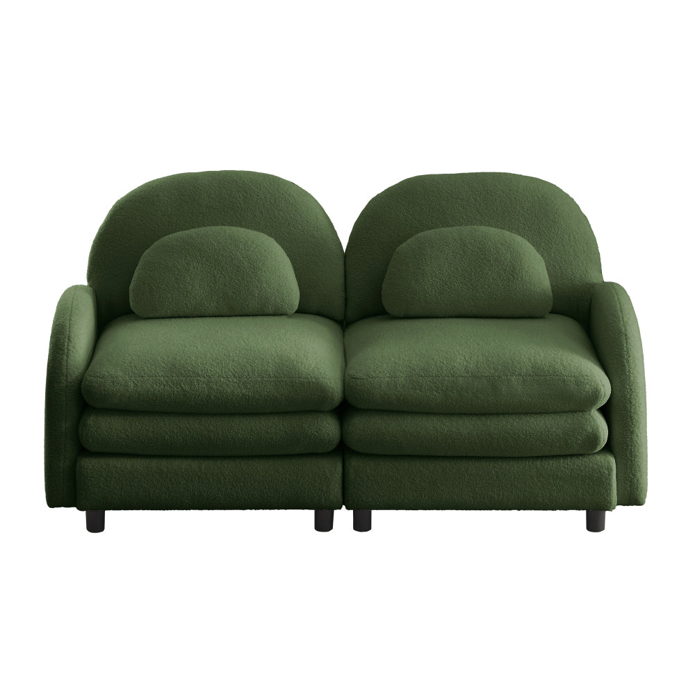 2-Seat Modular Teddy Fabric Cloud Sofa