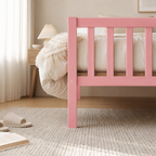Wood Platform Bed with Guardrails on Both Sides