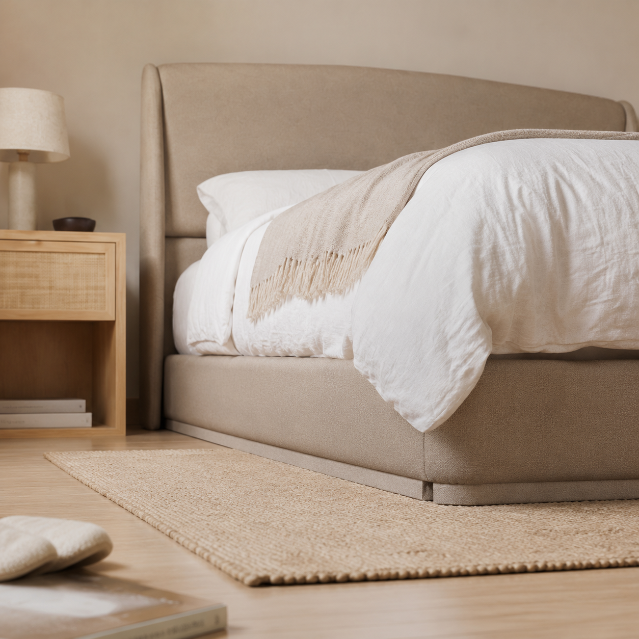 Linen Upholstered Platform Bed