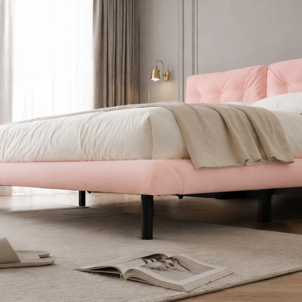 PU Leather Floating Platform Bed