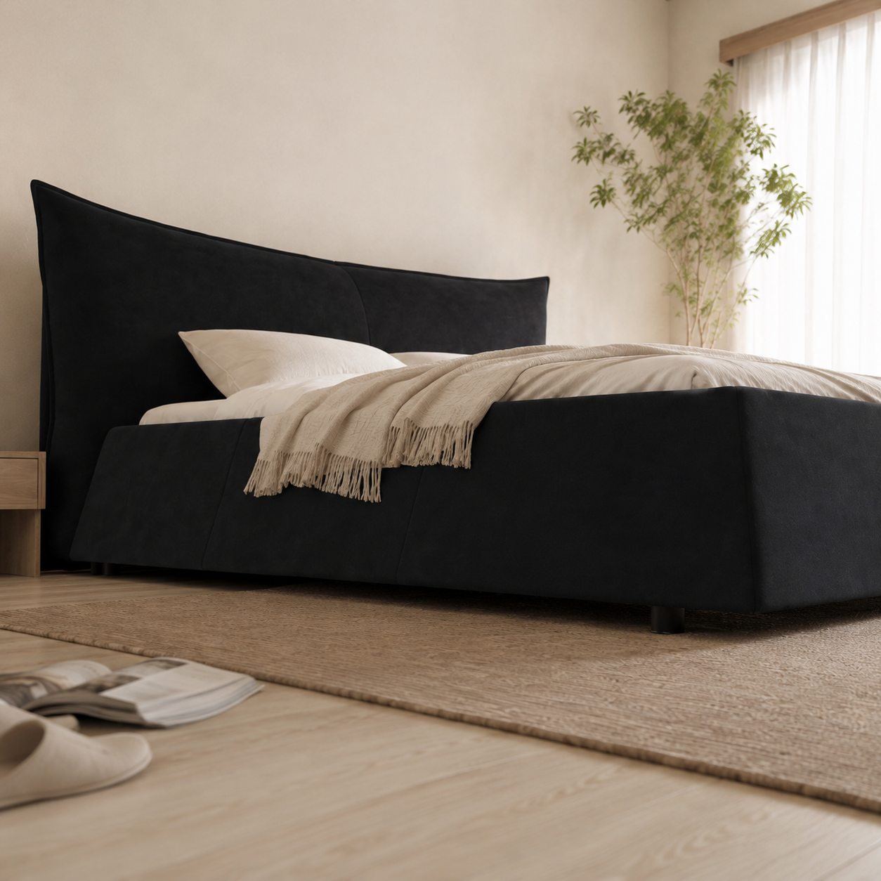 Velvet Upholstered Platform Bed