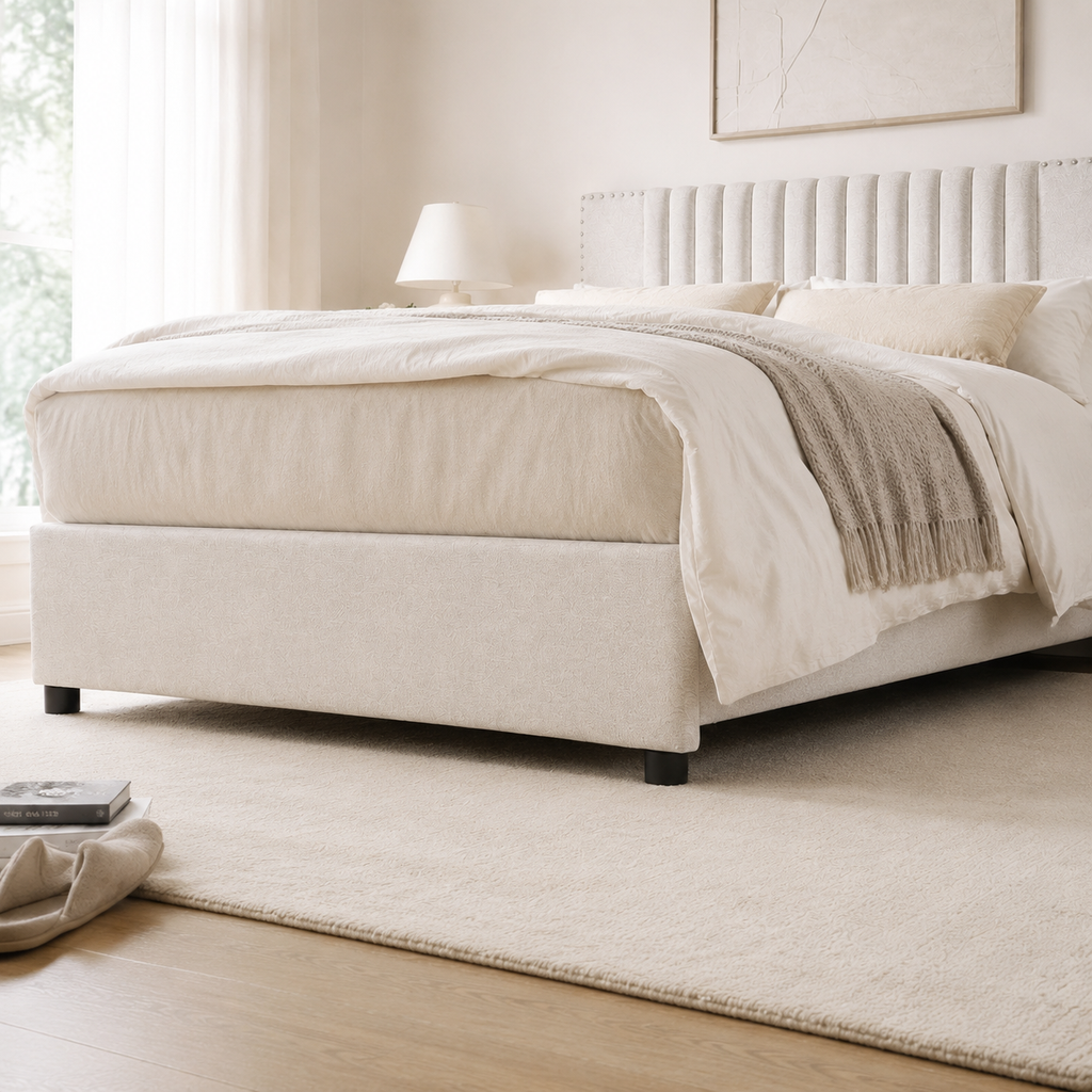Upholstered Platform Bed with 2 Storage Drawers