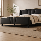 PU Leather Wingback Platform Bed