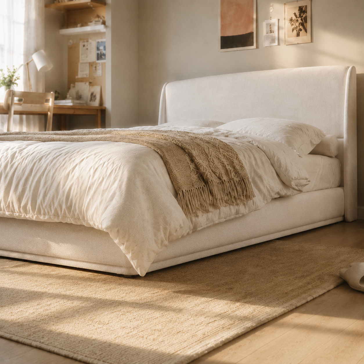 Linen Upholstered Platform Bed
