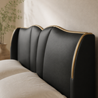 PU Leather Wingback Platform Bed