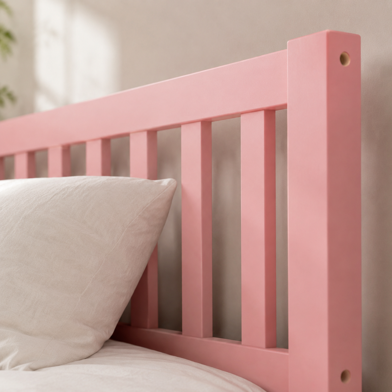 Wood Platform Bed with Guardrails on Both Sides