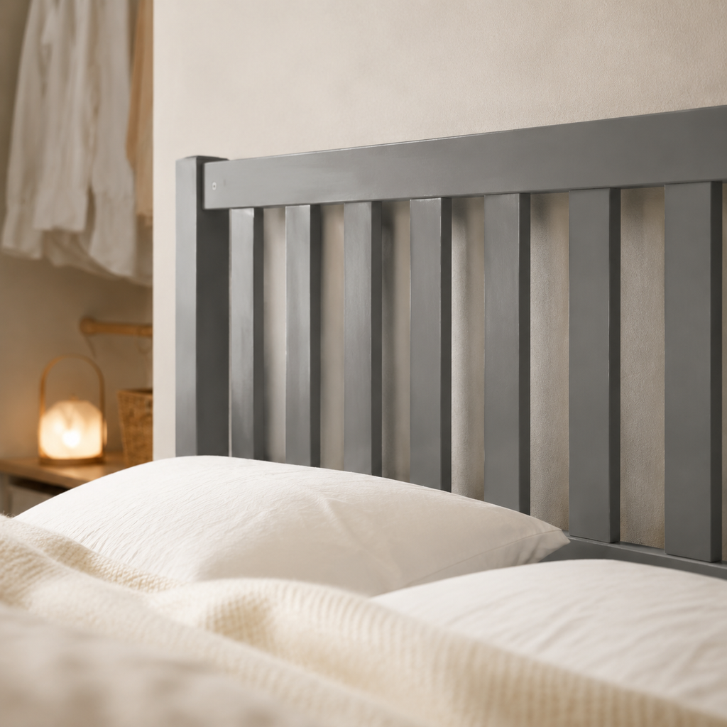 Wood Platform Bed with Guardrails on Both Sides