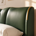 PU Leather Wingback Platform Bed