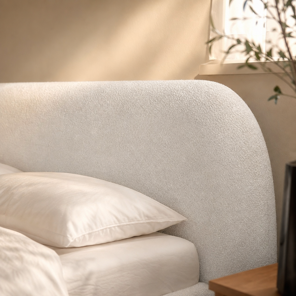 Boucle Upholstered Platform Bed