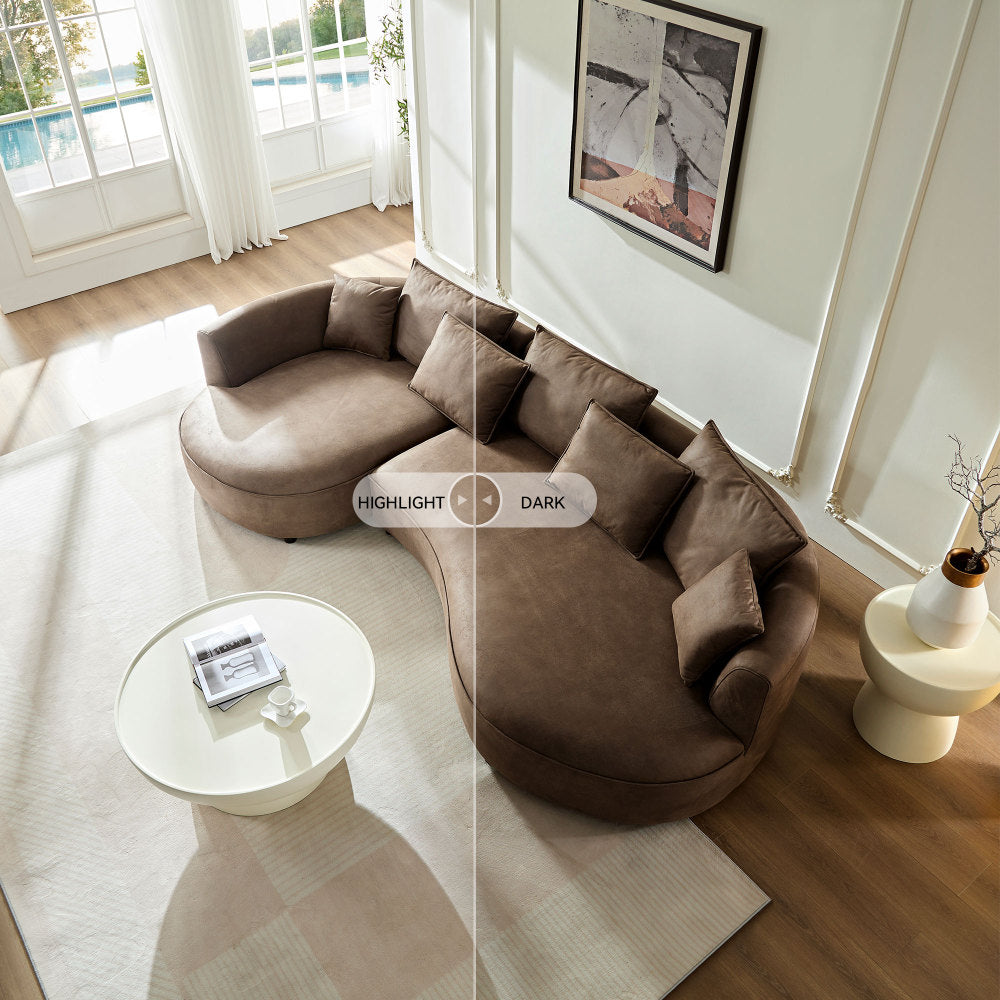 128.74" Modern Curved L-Shape Sectional Sofa
