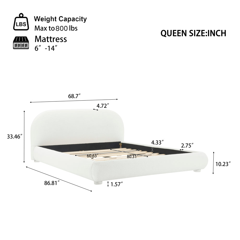 Boucle Upholstered Platform Bed