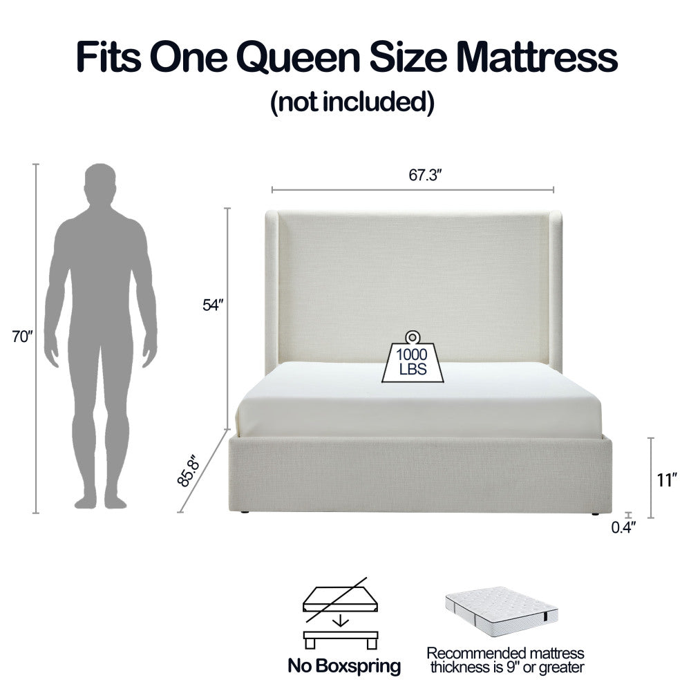 Upholstered Wingback Platform Bed