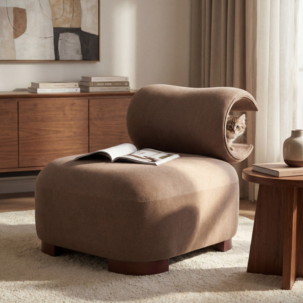Modern Beige Polyester Accent Chair for Living