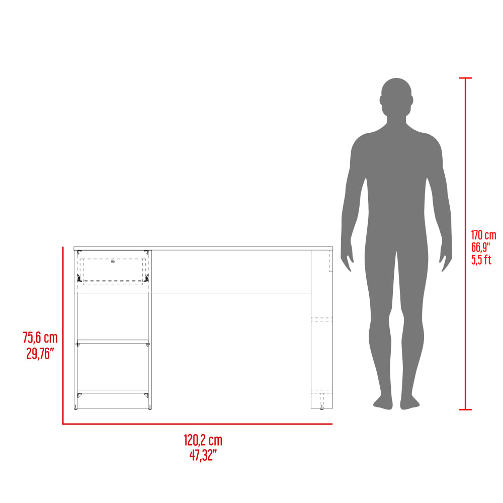 47" Modern Writing Desk with 1 Drawer + 4 Side