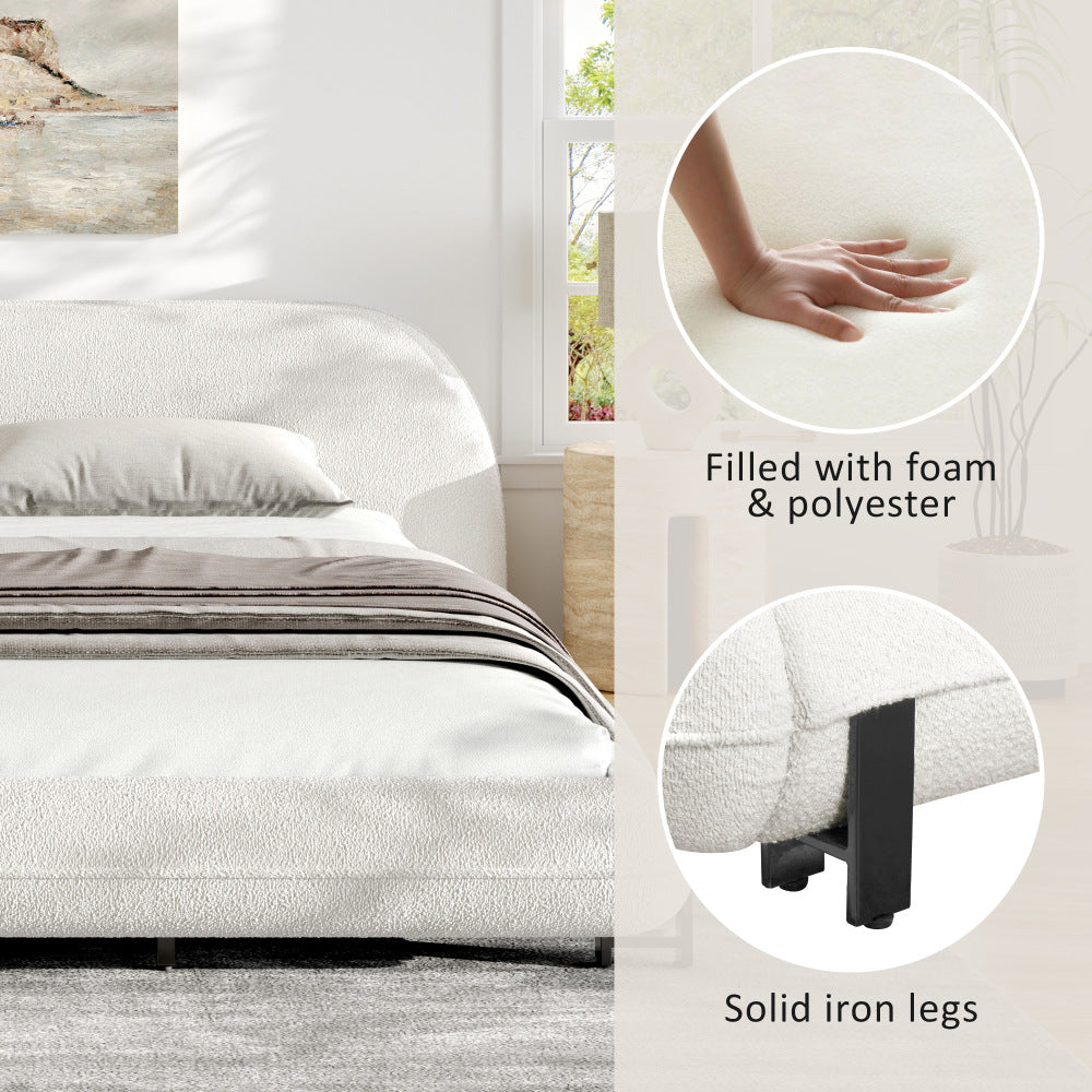 Boucle Upholstered Platform Bed