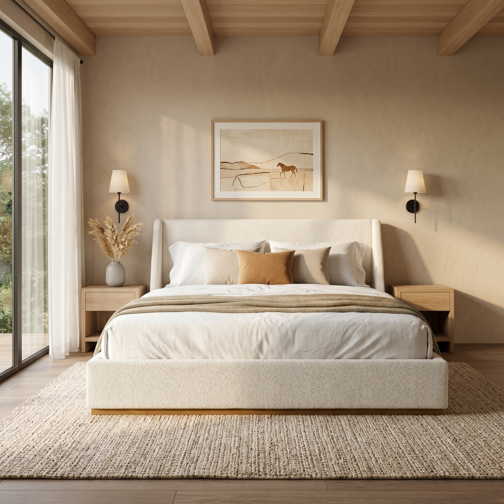 Luxury Wingback Platform Bed