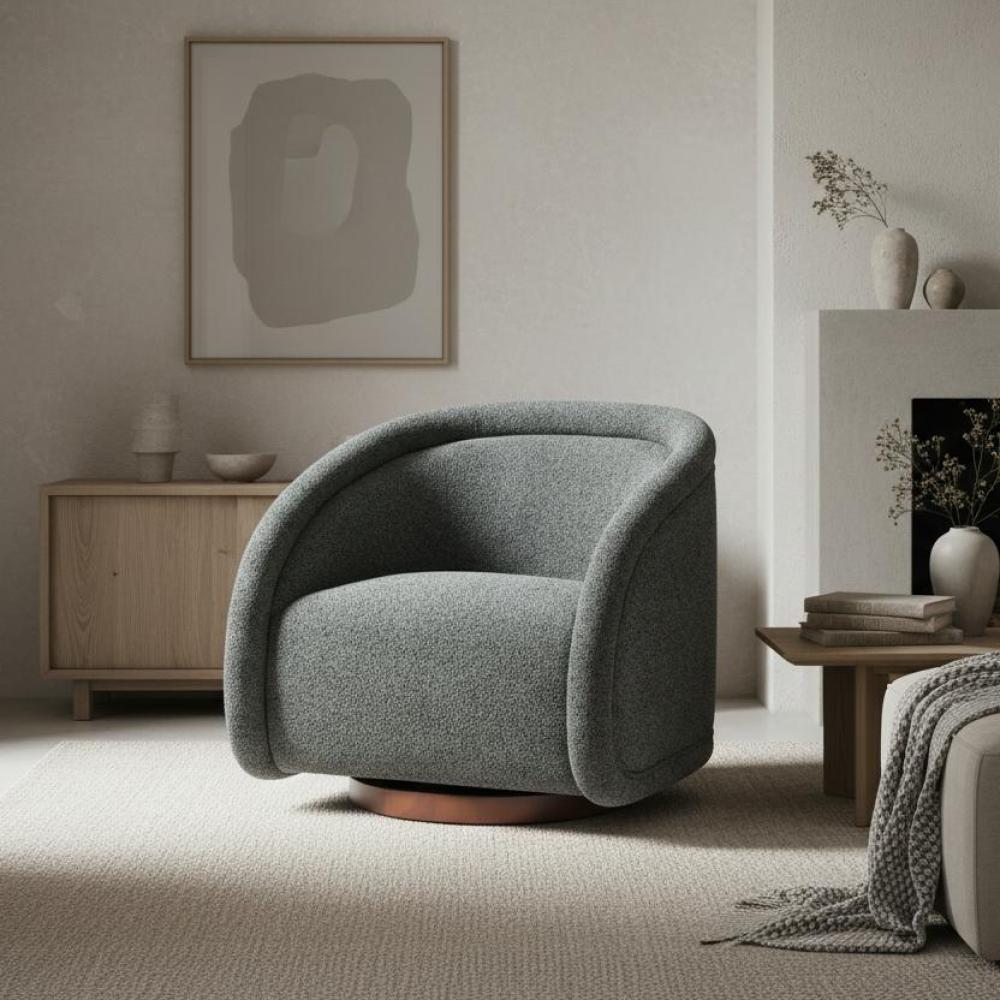 Sabbo Beige Bouclé Swivel Chair