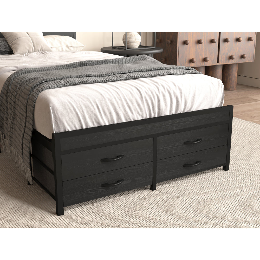 Metal Platform Bed with 4 Storage Drawers
