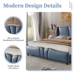 PU Leather Wingback Platform Bed