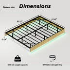 Oak King Floating Bed Frame with LED Lights