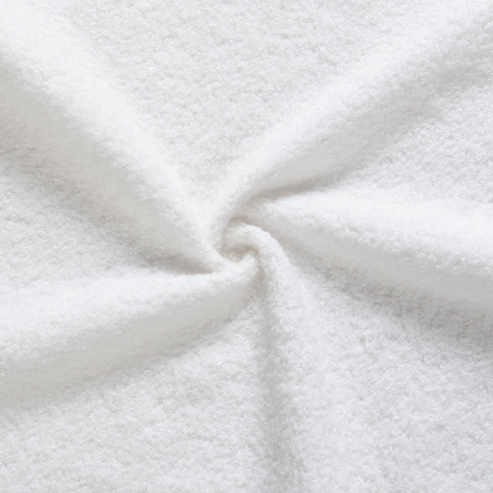 White Boucle Upholstered Platform Bed