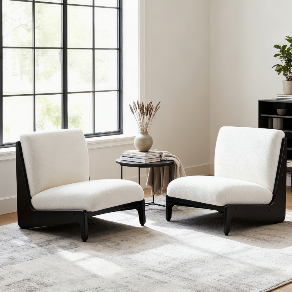 Scott Living Moda Accent Chair White with Walnut