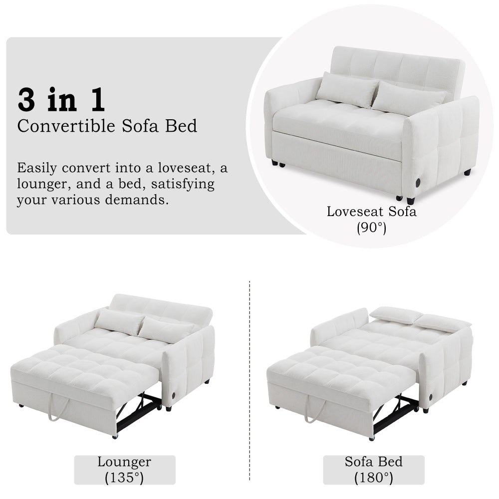 52.8" Loveseat Pull-Out Sleeper Sofa Bed