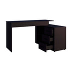 Wenge L-Shaped Desk with 3 Drawers and Storage