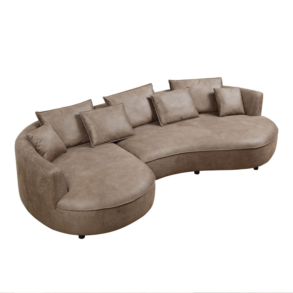 128.74" Modern Curved L-Shape Sectional Sofa