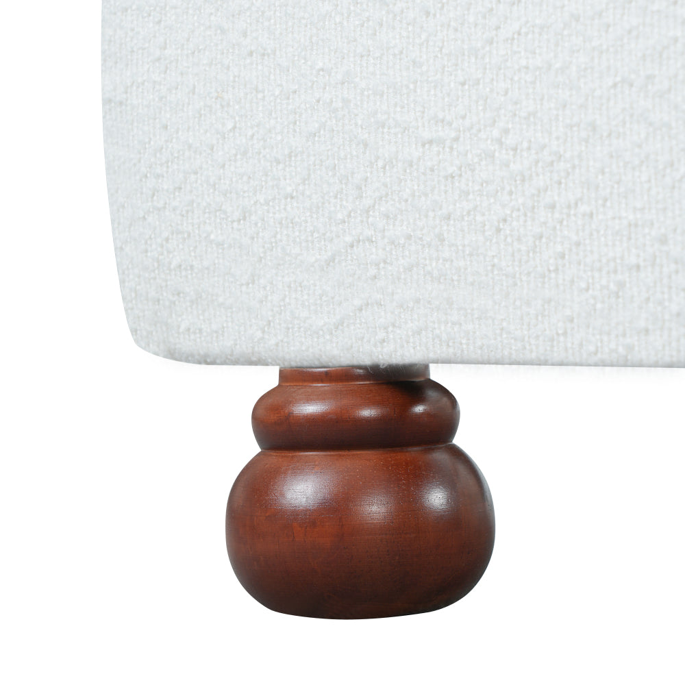 Cream Boucle Upholstered Platform Bed