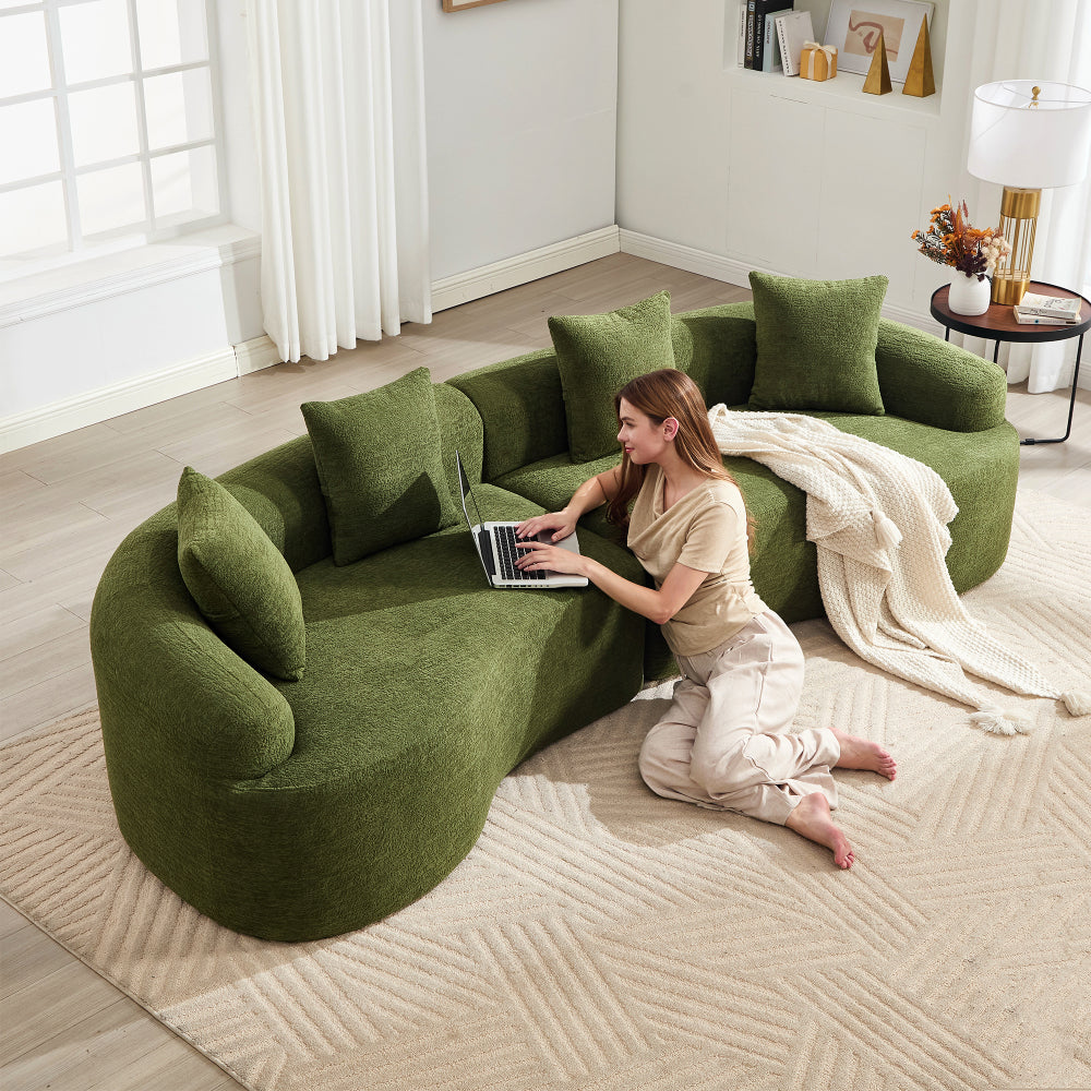 110" Curved Boneless Sectional Sofa 4-Seat