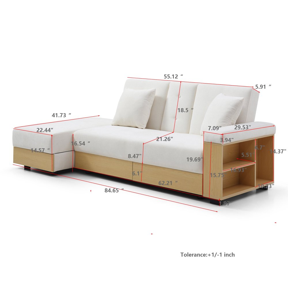 3-Seat Convertible Sleeper Sofa Couch
