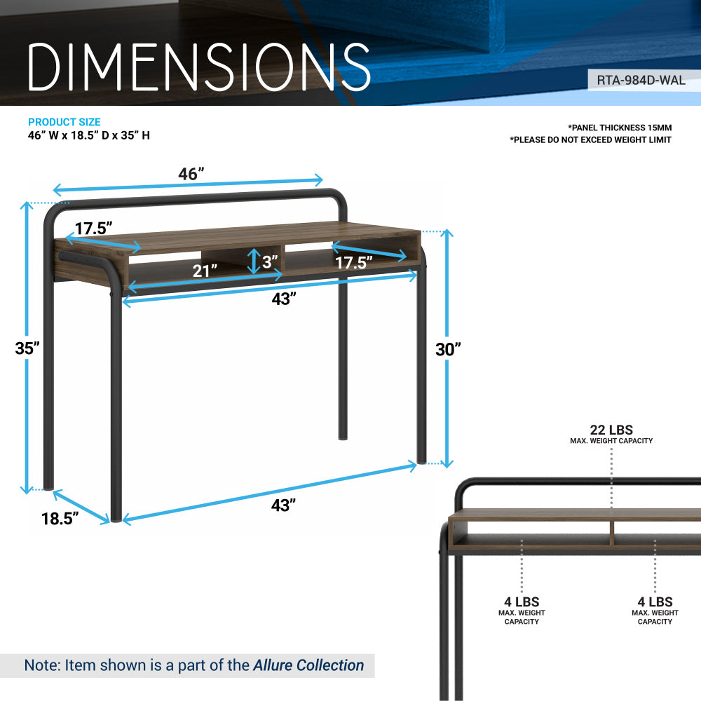 45.8" Modern Classic Writing Desk